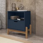 Mesa De Cabeceira 1 Gaveta 1 Nicho Antares  Azul Cobalto