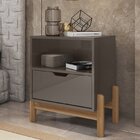 Mesa De Cabeceira 1 Gaveta 1 Nicho Antares  Cinza Pérola