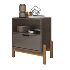 Mesa De Cabeceira 1 Gaveta 1 Nicho Antares  Cinza Pérola
