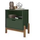 Mesa De Cabeceira 1 Gaveta 1 Nicho Antares  Verde Oliva