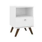 Mesa de Cabeceira 1 Gaveta 1 Nicho Com Pés Palito - Branco