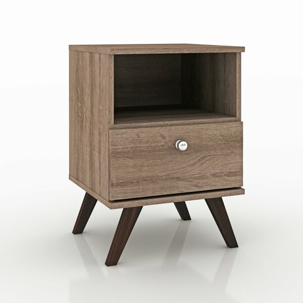 Mesa de Cabeceira 1 Gaveta 1 Nicho Com Pés Palito - Rústico