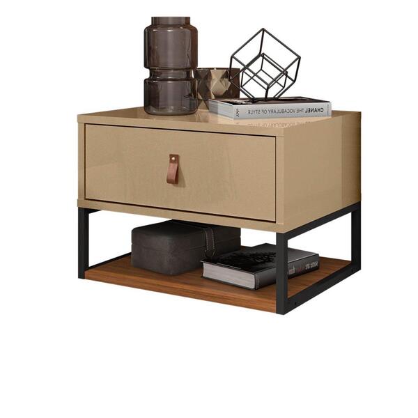 Mesa De Cabeceira 1 Gaveta 1 Nicho Sigma C14 Champagne/cedro