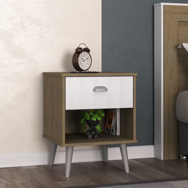 Mesa De Cabeceira 1 Gaveta 1 Nicho Sonhar Hecol Móveis Avelã