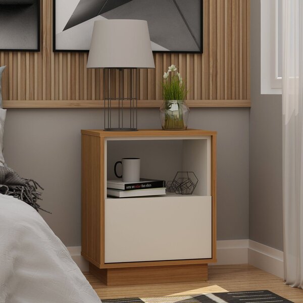 Mesa De Cabeceira 1 Gaveta 1 Nicho Zurik 100% Mdf Branco