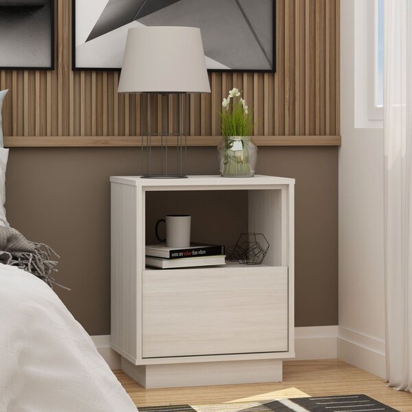 Mesa De Cabeceira 1 Gaveta 1 Nicho Zurik 100% Mdf Preto/freijó