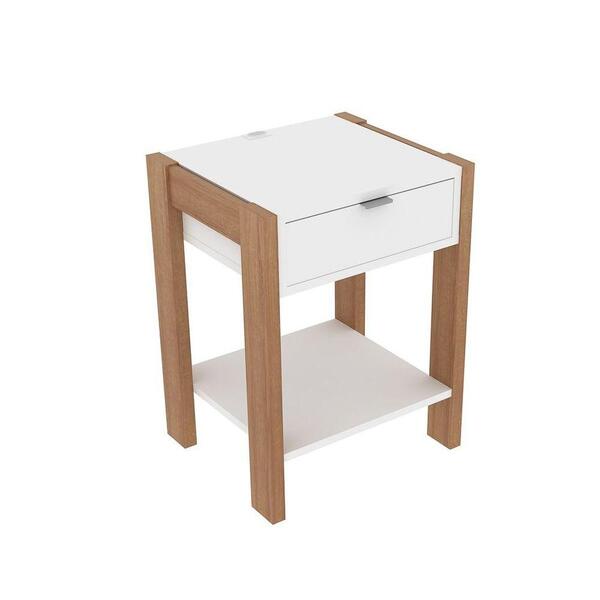 Mesa De Cabeceira 1 Gaveta Az1016 Amêndoa/branco