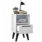 Mesa De Cabeceira 1 Gaveta Branco/pe Retro Preto Mdp 15mm