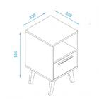 Mesa De Cabeceira 1 Gaveta Branco/pe Retro Preto Mdp 15mm