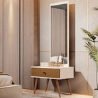 Mesa De Cabeceira 1 Gaveta Com Espelho Perola/nature 70012 -