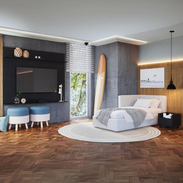 Mesa De Cabeceira 1 Gaveta Com Painel Para Tv Até 65 Polegada