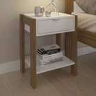 Mesa De Cabeceira 1 Gaveta Com Tomada Amendoa/branco Az1016 -