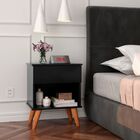 Mesa De Cabeceira 1 Gaveta Duda Preto Pés Palito Jalmac - Lm