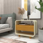 Mesa De Cabeceira 1 Gaveta Innova Off White Naturale - Gelius