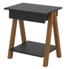 Mesa De Cabeceira 1 Gaveta Integra Finger Amadeirado/preto Of