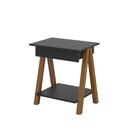 Mesa De Cabeceira 1 Gaveta Integra Finger Amadeirado/preto Of