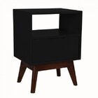 Mesa De Cabeceira 1 Gaveta On Imperador Móveis Pin/preto