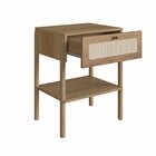 Mesa De Cabeceira 1 Gaveta Palhinha Pé Madeira Oslo  Nature