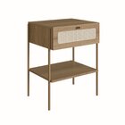 Mesa De Cabeceira 1 Gaveta Palhinha Pé Metal Dourado Oslo  Pé