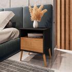 Mesa De Cabeceira 1 Gaveta Preto Fosco Naturallle