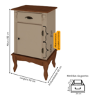 Mesa De Cabeceira 1 Porta 1 Gaveta Com Pés Luiz Xv - Amêndoa