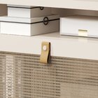 Mesa De Cabeceira 1 Porta Em Rattan Com Puxador De Couro E Ni