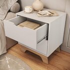 Mesa De Cabeceira 2 Gavetas 100% Mdf Alice Branco/ Freijó