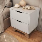 Mesa De Cabeceira 2 Gavetas 100% Mdf Alice Branco/ Freijó