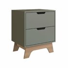 Mesa De Cabeceira 2 Gavetas 100% Mdf Alice Verti/freijó