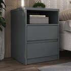 Mesa De Cabeceira 2 Gavetas 1 Nicho 100% Mdf Gales Grafito