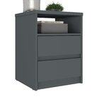 Mesa De Cabeceira 2 Gavetas 1 Nicho 100% Mdf Gales Grafito