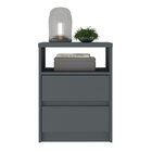 Mesa De Cabeceira 2 Gavetas 1 Nicho 100% Mdf Gales Grafito