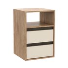 Mesa De Cabeceira 2 Gavetas 1 Nicho Linea  Carvalho/off White