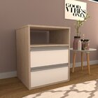 Mesa De Cabeceira 2 Gavetas 1 Nicho Noce E Branco