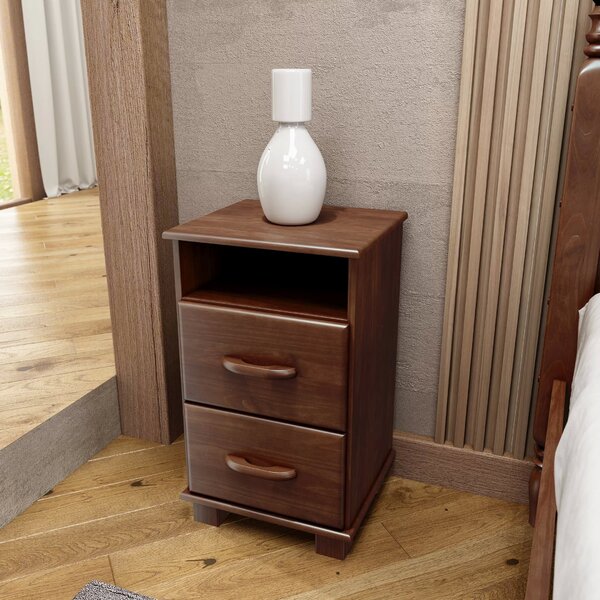 Mesa De Cabeceira 2 Gavetas 1 Nicho Ouro Café