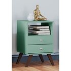 Mesa De Cabeceira 2 Gavetas 1 Nicho Retrô Rt3103  Freijó/off