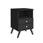 Mesa De Cabeceira 2 Gavetas 1 Nicho Retrô Rt 3103  Preto