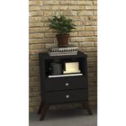 Mesa De Cabeceira 2 Gavetas 1 Nicho Retrô Rt 3103  Preto