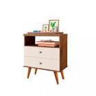 Mesa De Cabeceira 2 Gavetas 1 Nicho Status  Jequitibá/off Whi