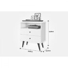 Mesa De Cabeceira 2 Gavetas 1 Nicho Status  Off White