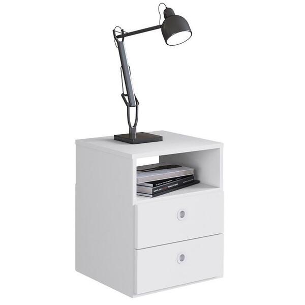 Mesa De Cabeceira 2 Gavetas 1 Prateleira Tókio A05 Branco - M