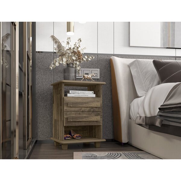 Mesa De Cabeceira 2 Gavetas 2 Nichos Turim Amadeirado