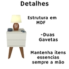 Mesa De Cabeceira 2 Gavetas 30 Cm Mdf Branco Com Pés