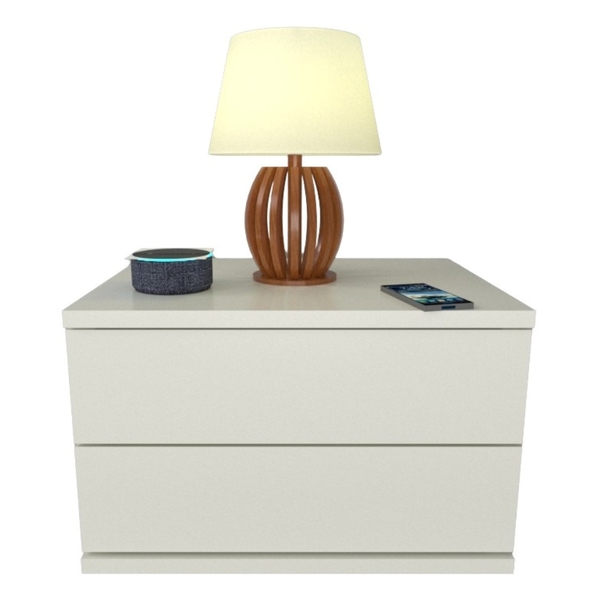Mesa De Cabeceira 2 Gavetas 40 Cm Mdf Branco