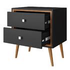 Mesa De Cabeceira 2 Gavetas Braga Preto Fosco Naturallle
