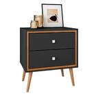 Mesa De Cabeceira 2 Gavetas Braga Preto Fosco Naturallle