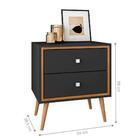 Mesa De Cabeceira 2 Gavetas Braga Preto Fosco Naturallle