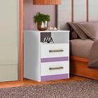 Mesa De Cabeceira 2 Gavetas Branco E Lilás Apolo Moval