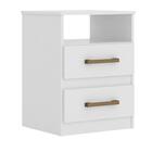 Mesa De Cabeceira 2 Gavetas Branco E Rosa Apolo Moval