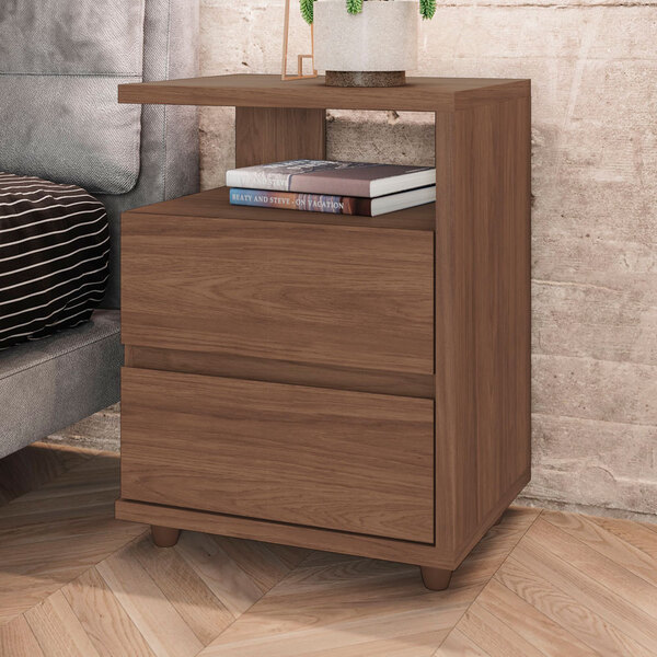 Mesa De Cabeceira 2 Gavetas Campeche Castanho - Henn